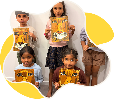 Kids with artwork